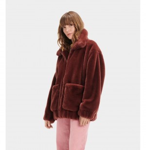 UGG Kianna Faux Fur Bundy Damske Bordove | SK-792PNHCSB