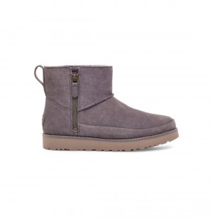 UGG Klasické Zip Mini Clenkove Topanky Damske Tmavo Siva | SK-036REOPSA
