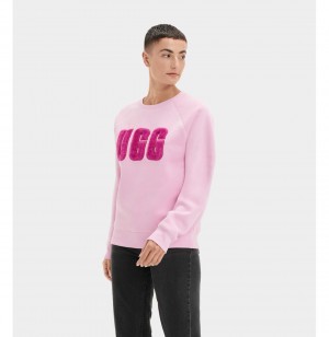 UGG Madeline Fuzzy Logo Crewneck Mikina Damske Ruzove Nachový | SK-289NZRQUO