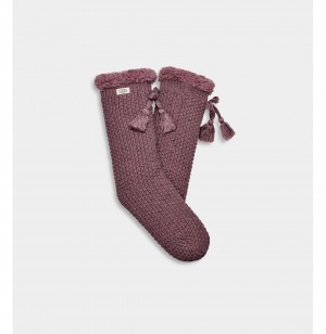 UGG Nessie Fleece Podsite Ponozky Damske Bordove | SK-205TPEFYB
