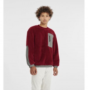 UGG Niko Sherpa Crewneck Mikina s Kapucnou Panske Červené | SK-581YXZBDR