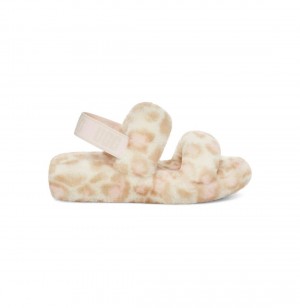 UGG Oh Yeah Panther Print Papuce Damske Biele | SK-693LQSUYH