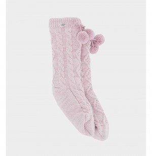 UGG Pom Pom Fleece Podsite Crew Ponozky Damske Siva Ruzove | SK-418ZSORKW