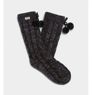 UGG Pom Pom Fleece Podsite Crew Ponozky Damske Tmavo Siva | SK-624MIJSRK