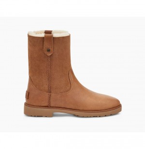 UGG Romely Kratke Kozene Cizmy Damske Hnede | SK-356UPZDTB