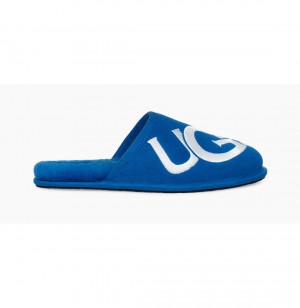 UGG Scuff Logo Papuce Panske Modre Biele | SK-701ZUSJFP