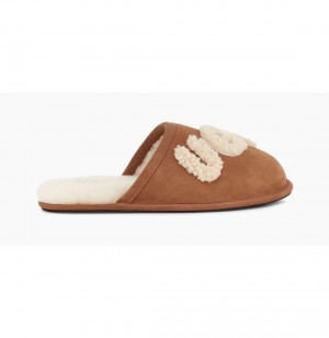 UGG Scuff Logo Sheepskin Papuce Panske Hnede | SK-598UEXYKL