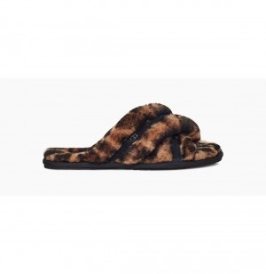 UGG Scuffita Panther Print Papuce Damske Leopardie | SK-219GRMNHS