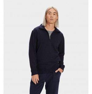 UGG Zeke Half Zip Pullover Mikina s Kapucnou Panske Námornícka Modrá | SK-425JCWNBT