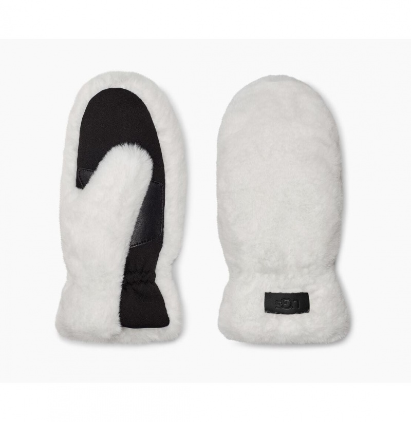 UGG All Over Faux Fur Mitten Rukavice Damske Biele | SK-450DQEXUL