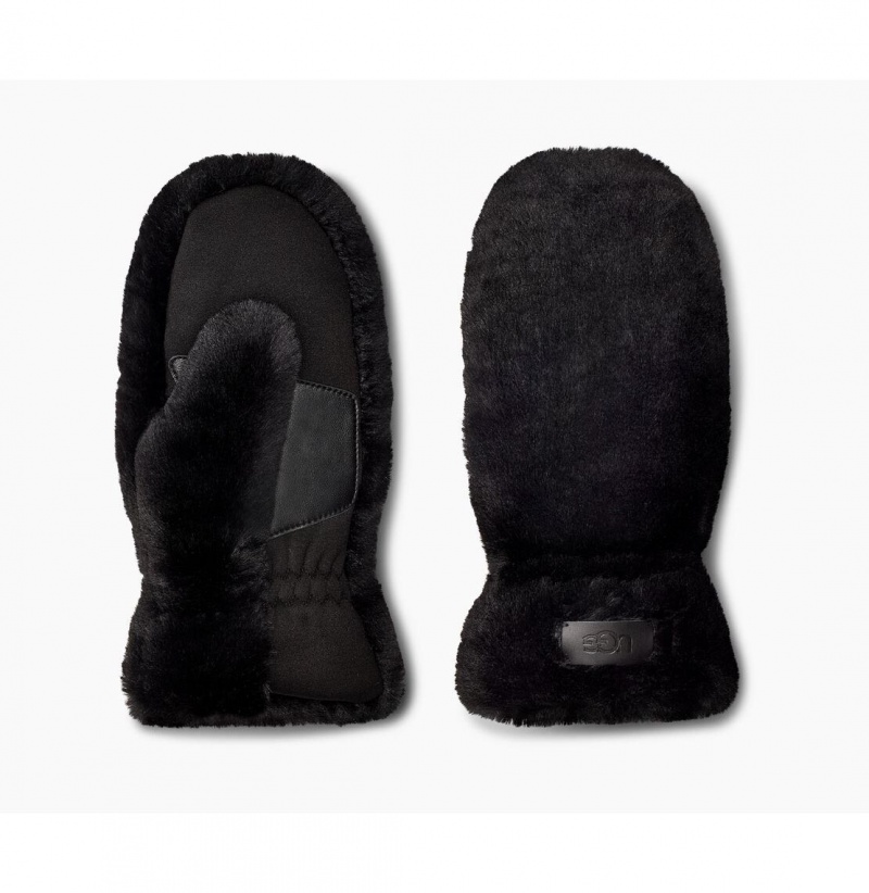 UGG All Over Faux Fur Mitten Rukavice Damske Čierne | SK-960IWUSBZ