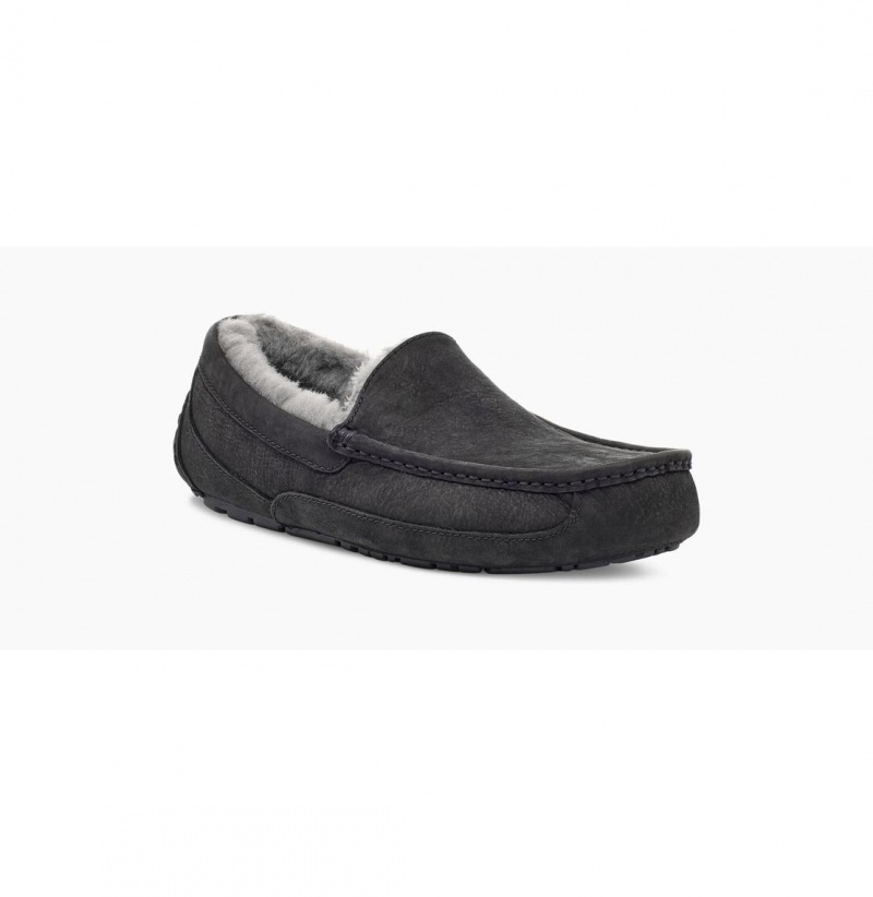 UGG Ascot Matte Kozene Papuce Panske Čierne | SK-493HZBWLA