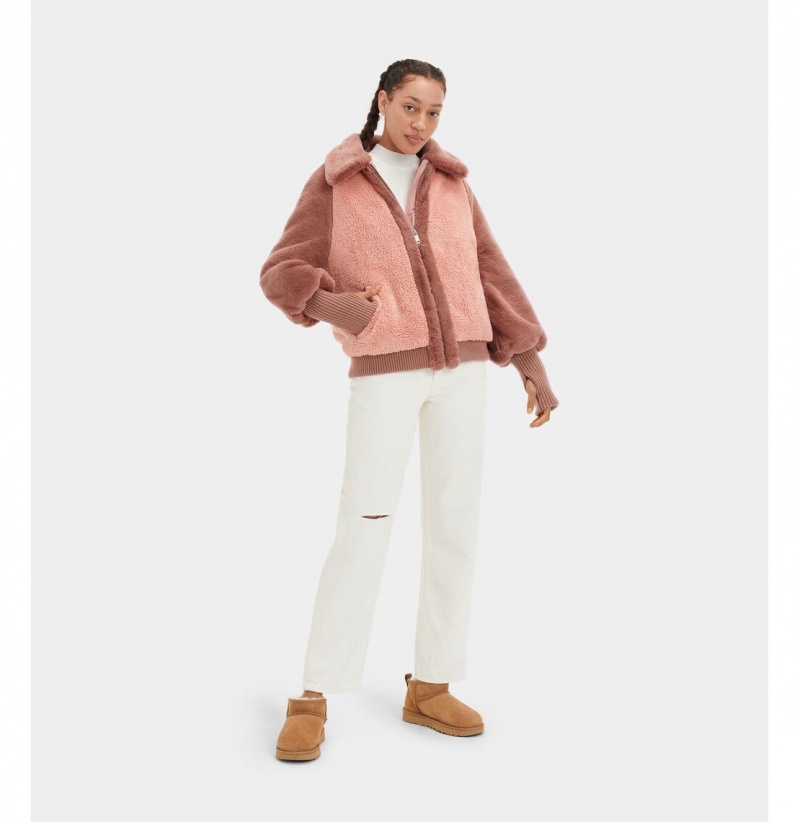UGG Augusta Sherpa Baseball Bundy Damske Bordove Ruzove | SK-815EGOUPS