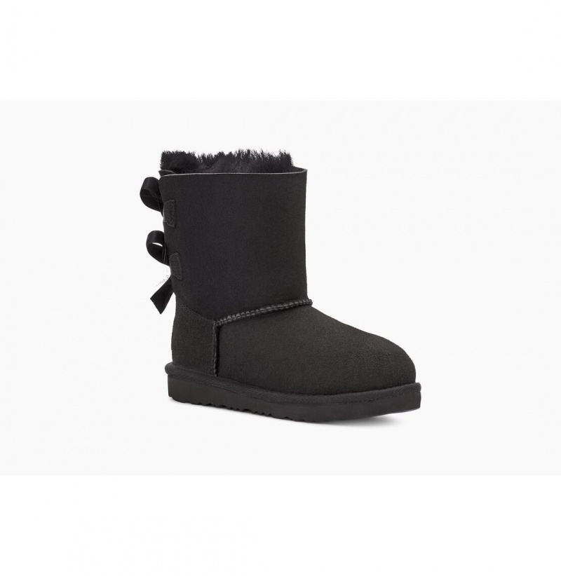 UGG Bailey Bow II Čižmy Z Ovčej Kože Detske Čierne | SK-670AZKHRC