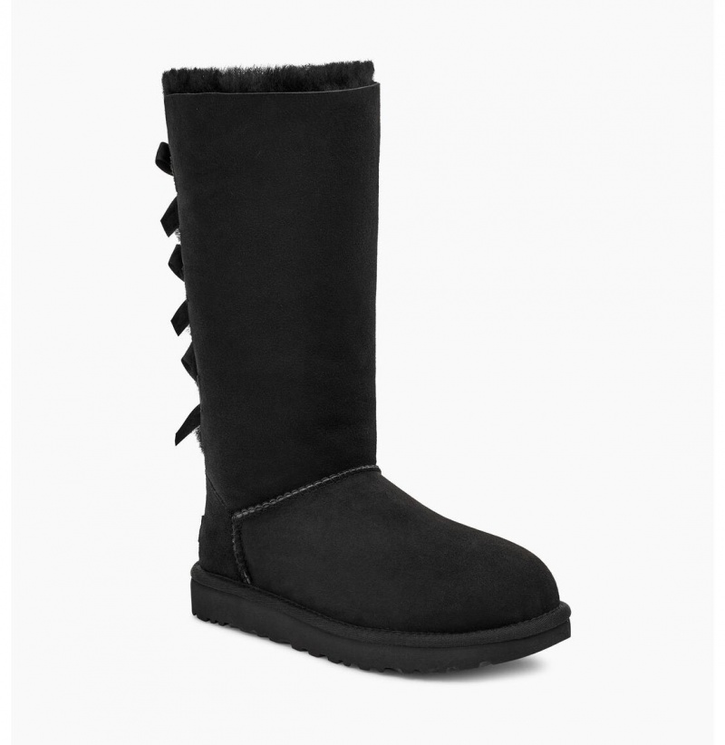 UGG Bailey Bow Vysoke II Čižmy Z Ovčej Kože Damske Čierne | SK-590MXDOWZ