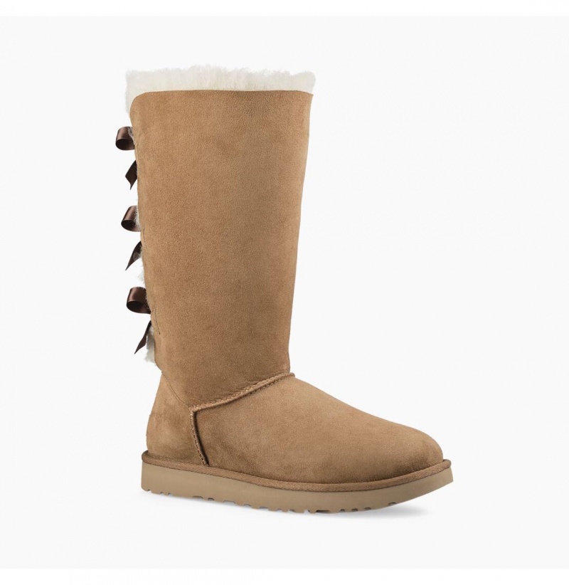 UGG Bailey Bow Vysoke II Čižmy Z Ovčej Kože Damske Hnede | SK-839FTLPAS