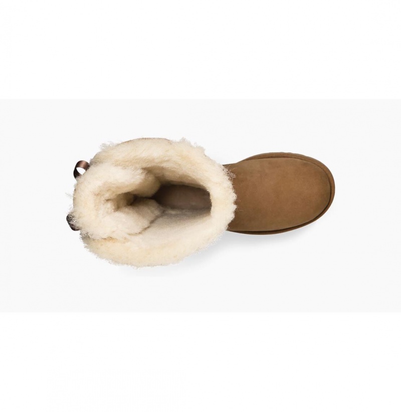 UGG Bailey Bow Vysoke II Čižmy Z Ovčej Kože Damske Hnede | SK-839FTLPAS