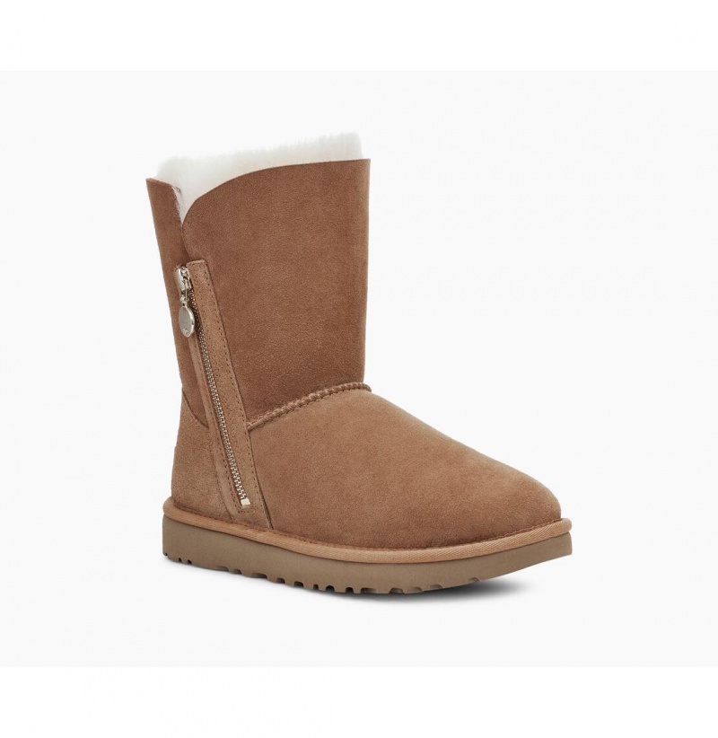 UGG Bailey Zip Kratke Zimne Topanky Damske Hnede | SK-258QAOZSD