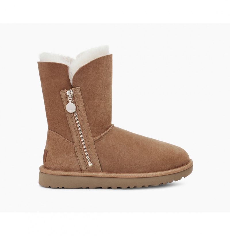 UGG Bailey Zip Kratke Zimne Topanky Damske Hnede | SK-258QAOZSD