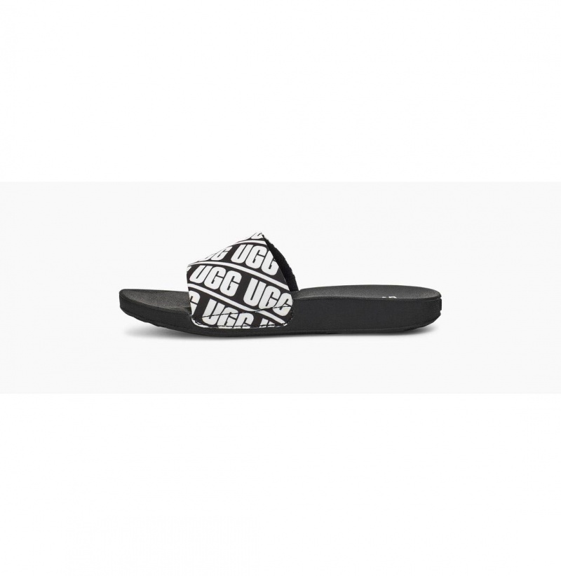 UGG Beach Slapky Detske Čierne Biele | SK-103FLMZOA
