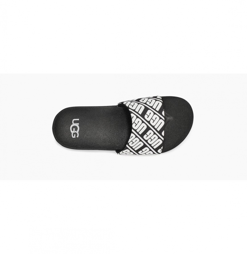 UGG Beach Slapky Detske Čierne Biele | SK-103FLMZOA