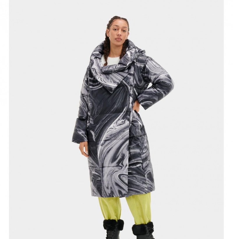 UGG Catherina Puffer Bundy Damske Čierne Biele | SK-026NXBODQ