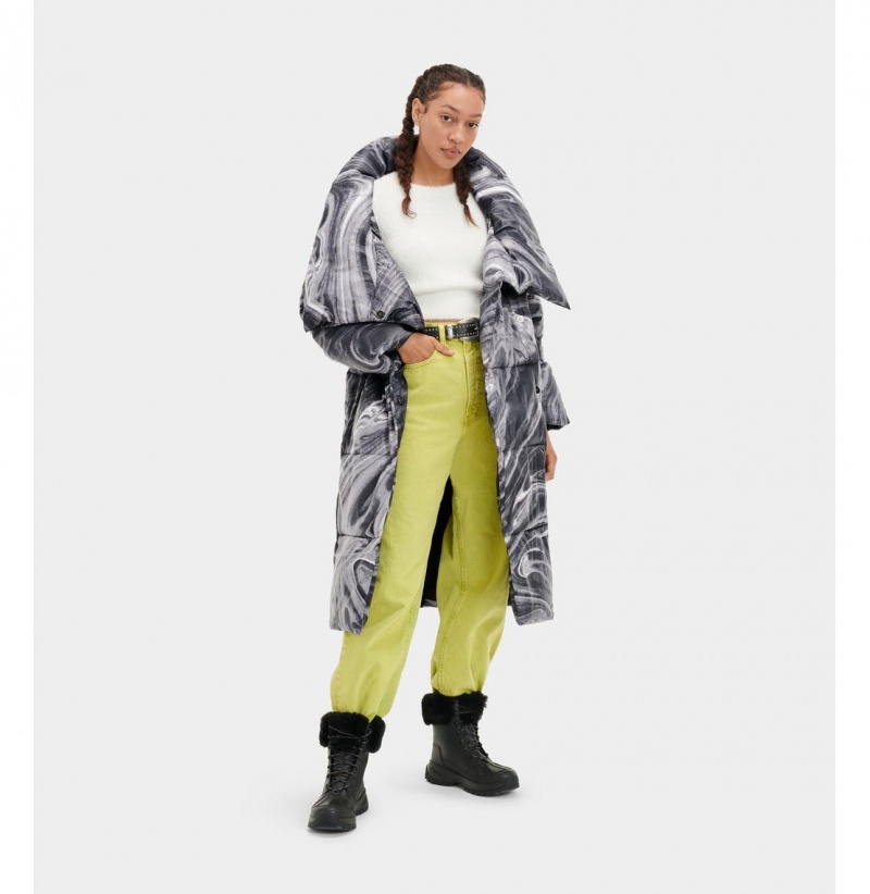 UGG Catherina Puffer Bundy Damske Čierne Biele | SK-026NXBODQ