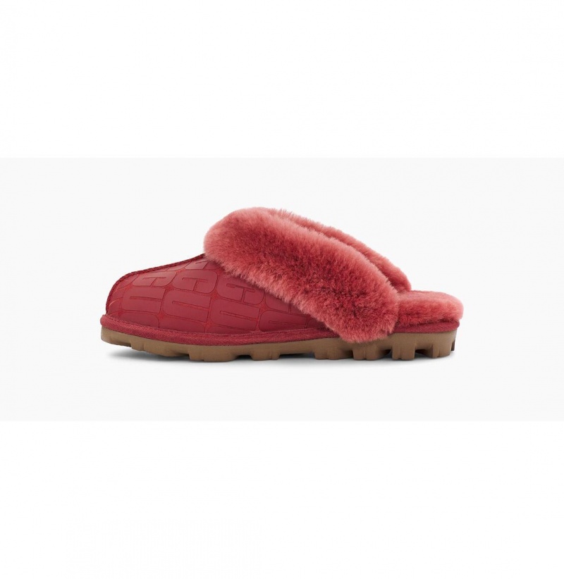 UGG Coquette Ugg Logo Papuce Damske Červené | SK-764UQVYTD