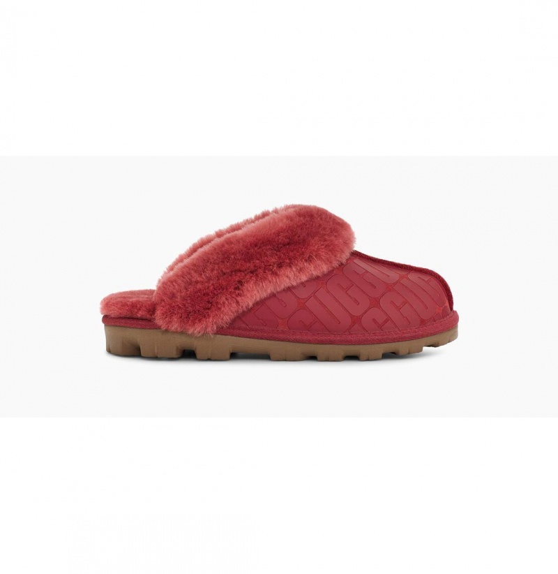 UGG Coquette Ugg Logo Papuce Damske Červené | SK-764UQVYTD
