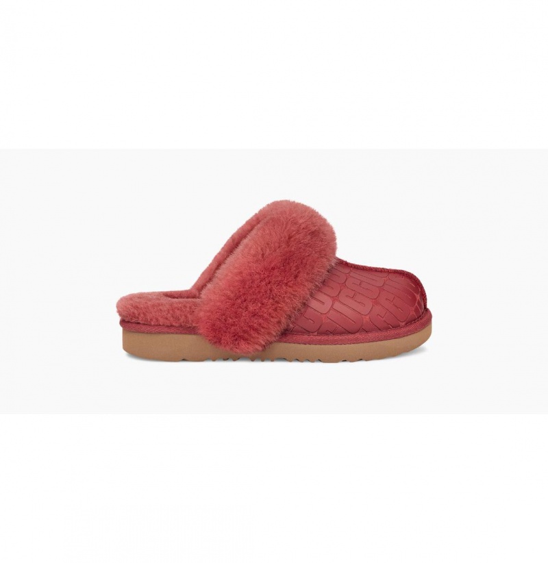 UGG Cozy II Ugg Logo Papuce Detske Červené | SK-395VIMJLD