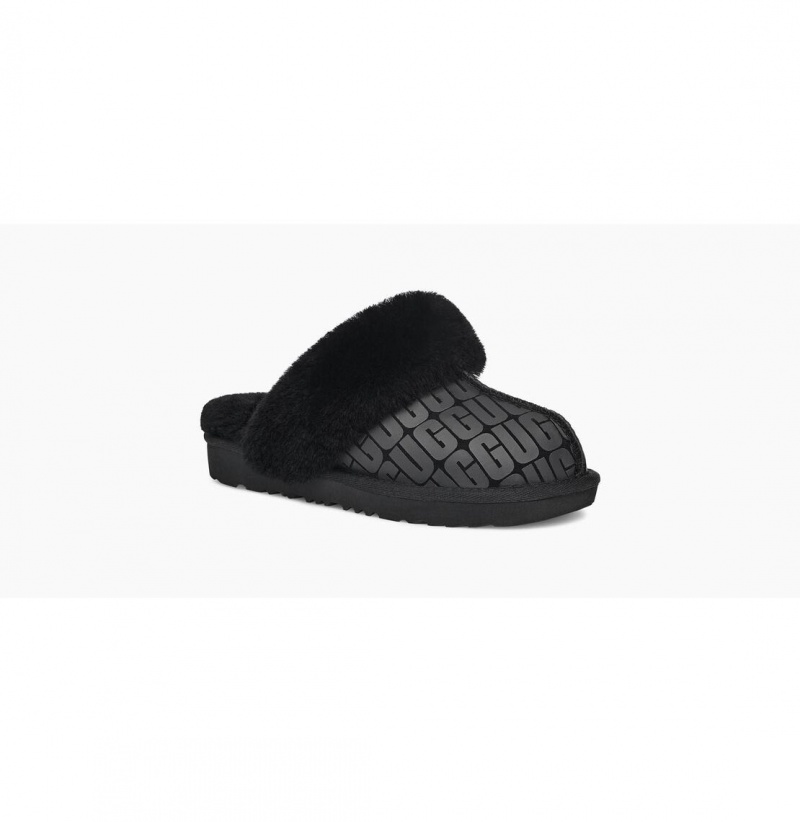 UGG Cozy II Ugg Logo Papuce Detske Čierne | SK-241FQDIPN