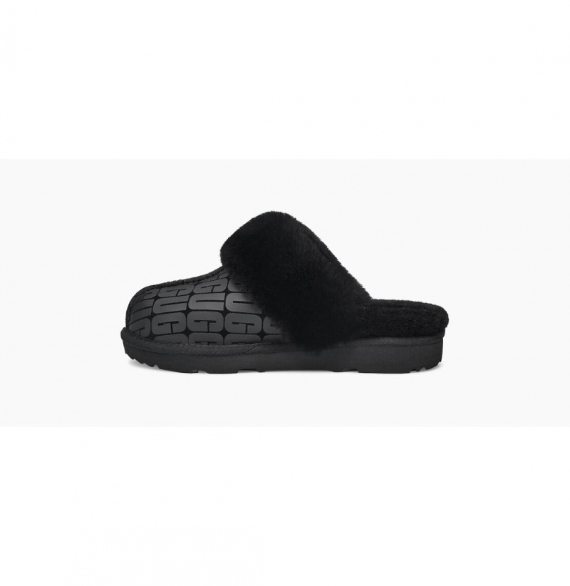 UGG Cozy II Ugg Logo Papuce Detske Čierne | SK-241FQDIPN