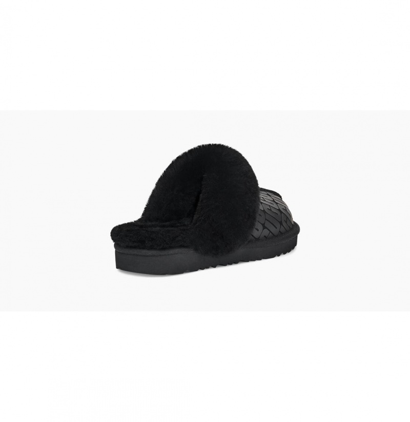 UGG Cozy II Ugg Logo Papuce Detske Čierne | SK-241FQDIPN