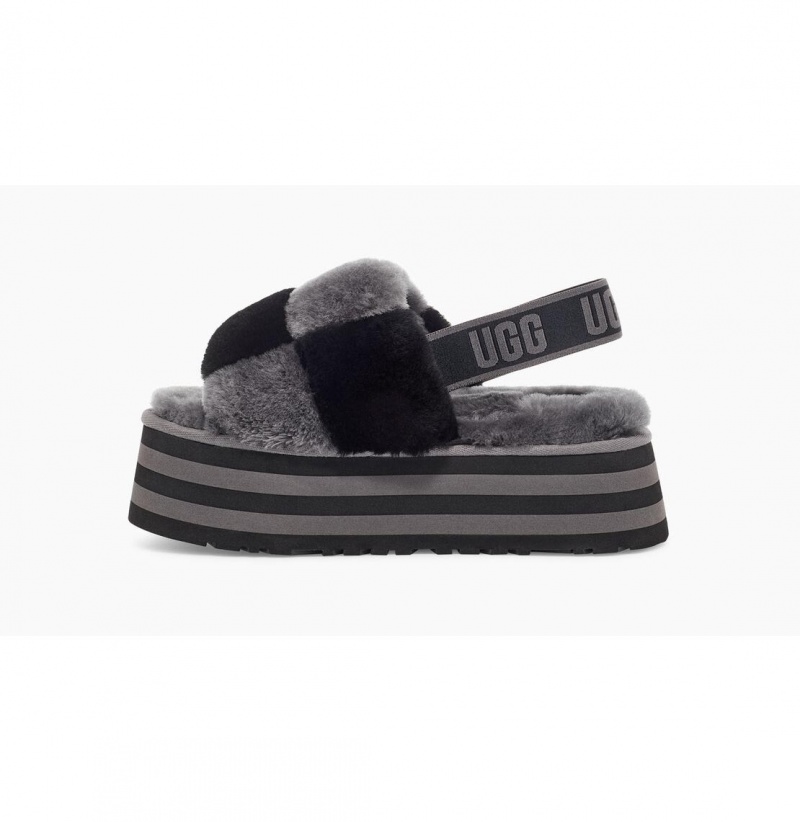 UGG Disco Checker Slapky Papuce Damske Čierne Siva | SK-128NZJMPA
