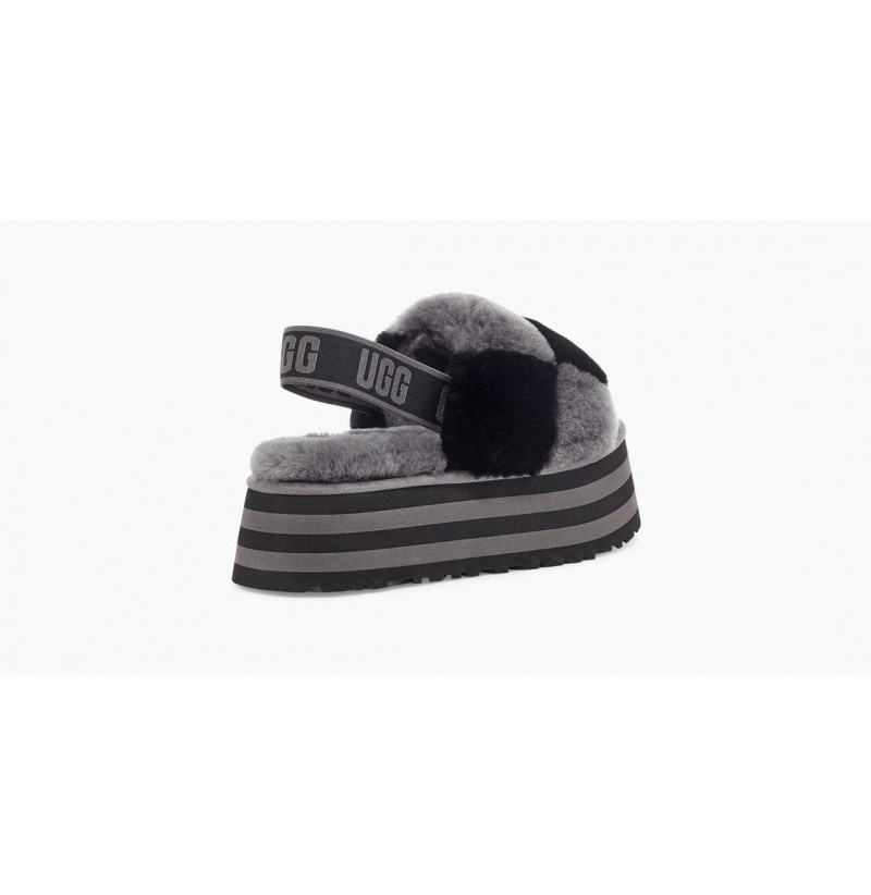 UGG Disco Checker Slapky Papuce Damske Čierne Siva | SK-128NZJMPA