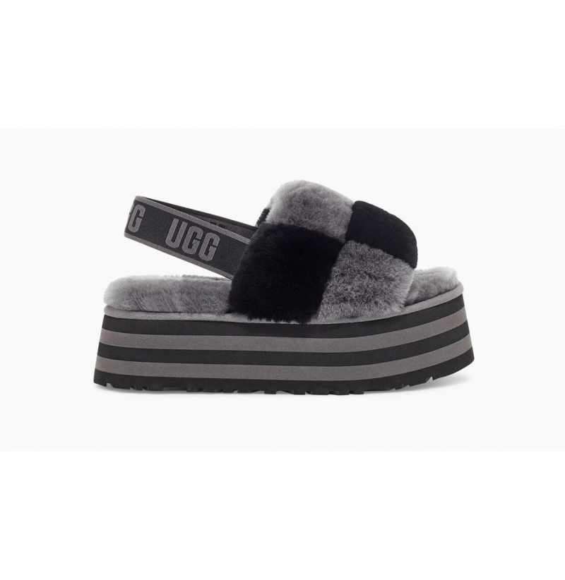 UGG Disco Checker Slapky Papuce Damske Čierne Siva | SK-128NZJMPA