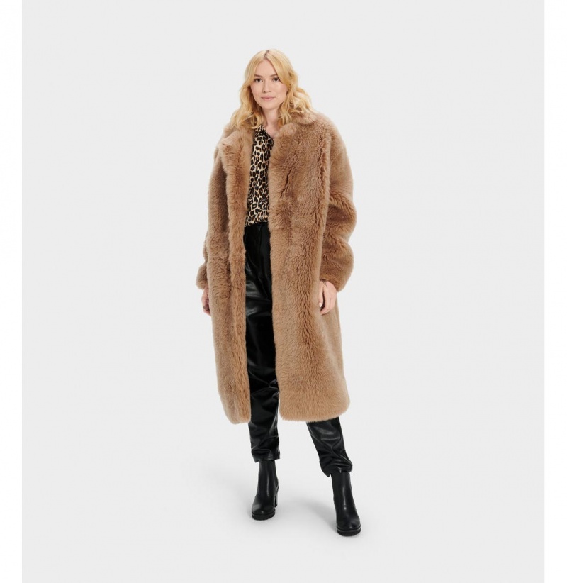 UGG Esme Long Shearling Kabáty Damske Hnede | SK-925MGAVRZ