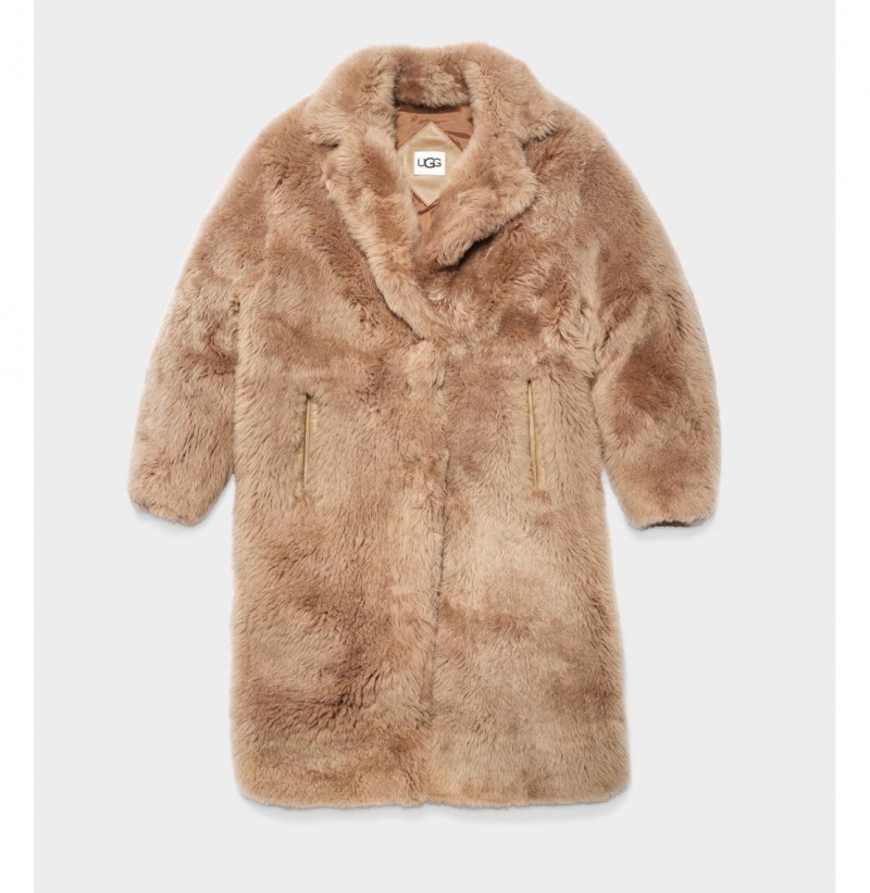UGG Esme Long Shearling Kabáty Damske Hnede | SK-925MGAVRZ