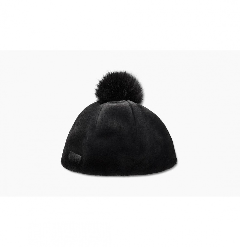 UGG Faux Fur With Pom Ciapka Damske Čierne | SK-023QRDISV