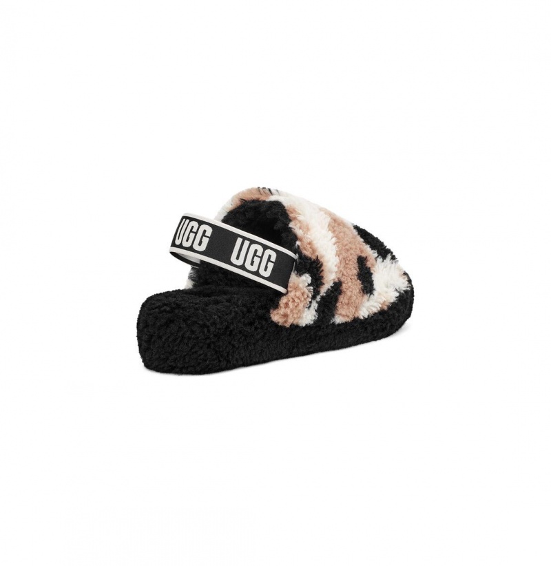 UGG Fluff Yeah Slapky Cow Print Papuce Damske Čierne | SK-827ZJWVFD