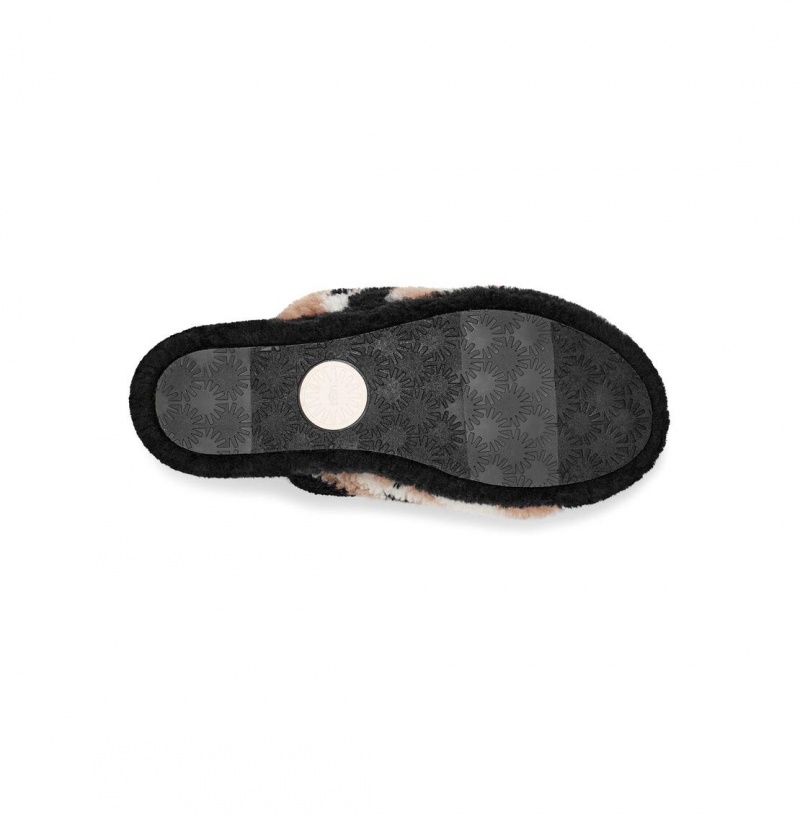 UGG Fluff Yeah Slapky Cow Print Papuce Damske Čierne | SK-827ZJWVFD