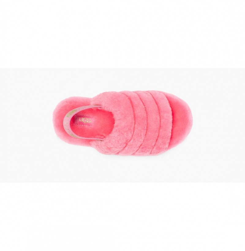 UGG Fluff Yeah Slapky Glitter Papuce Detske Ruzove Ruzove | SK-948ZHNEQJ