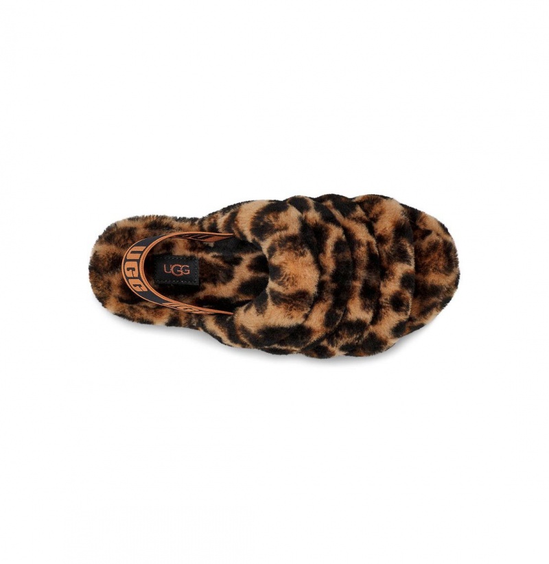 UGG Fluff Yeah Slapky Panther Print Papuce Damske Leopardie | SK-798QLOTPF
