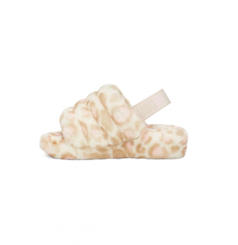 UGG Fluff Yeah Slapky Panther Print Papuce Damske Biele | SK-546DKRLPQ
