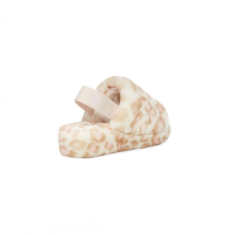 UGG Fluff Yeah Slapky Panther Print Papuce Damske Biele | SK-546DKRLPQ