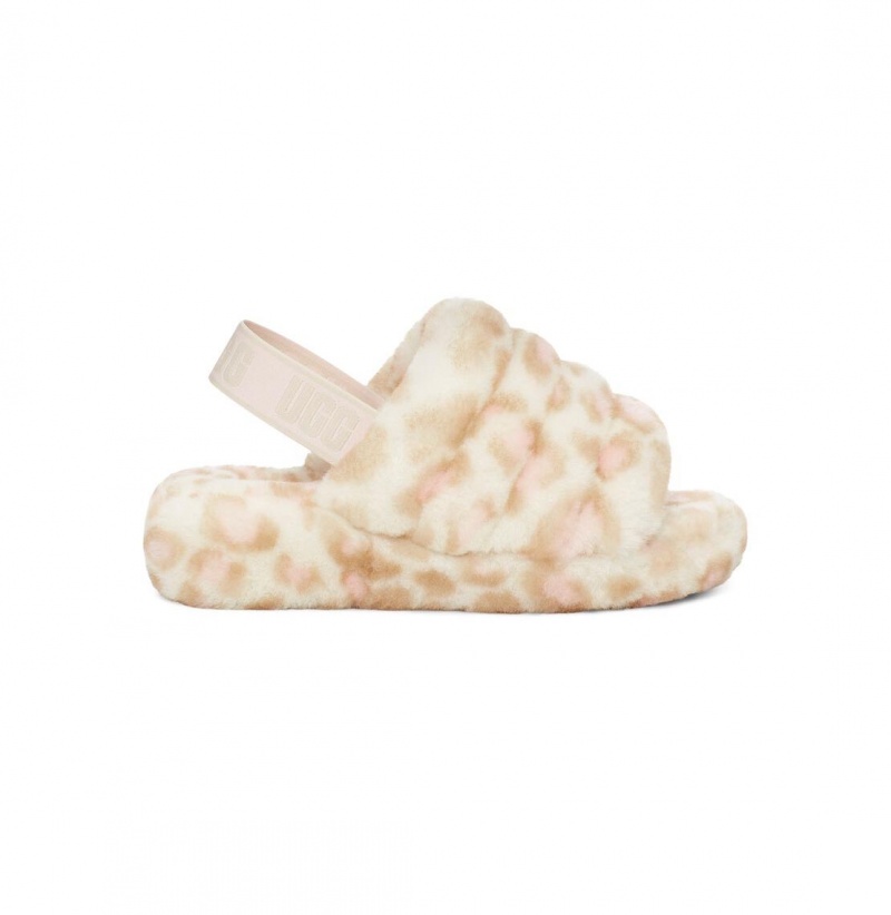 UGG Fluff Yeah Slapky Panther Print Papuce Damske Biele | SK-546DKRLPQ