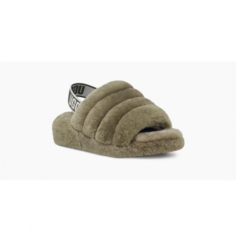 UGG Fluff Yeah Slapky Papuce Damske Olivovo Zelená Béžové | SK-846KEWIFP