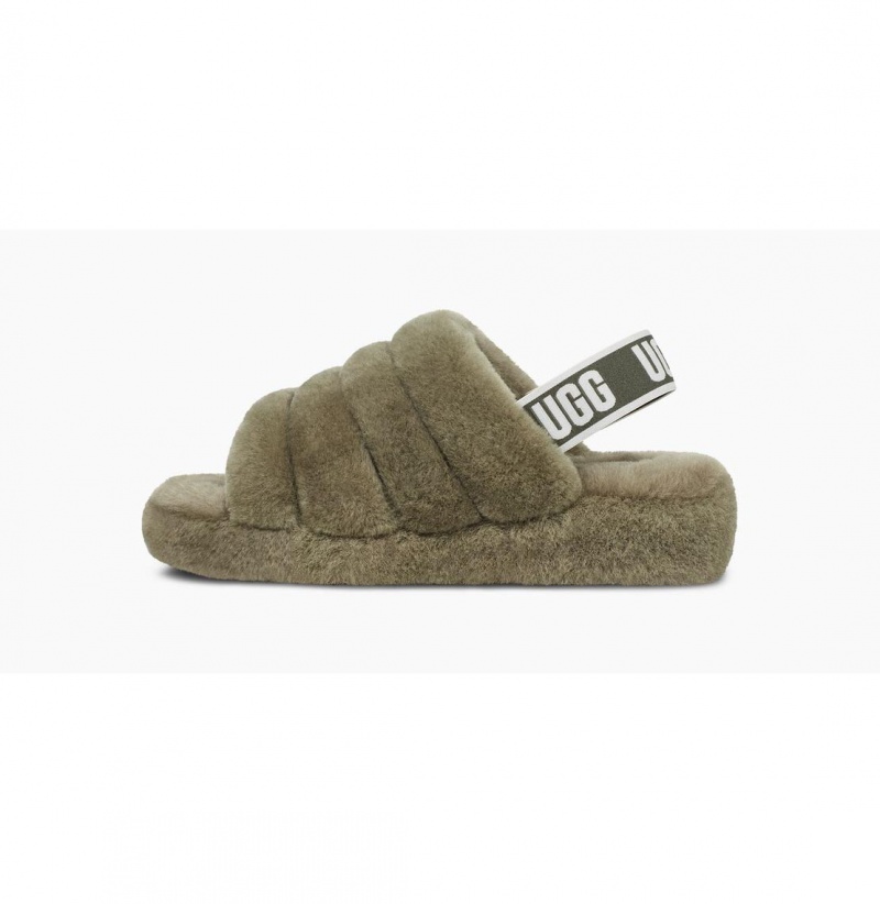 UGG Fluff Yeah Slapky Papuce Damske Olivovo Zelená Béžové | SK-846KEWIFP