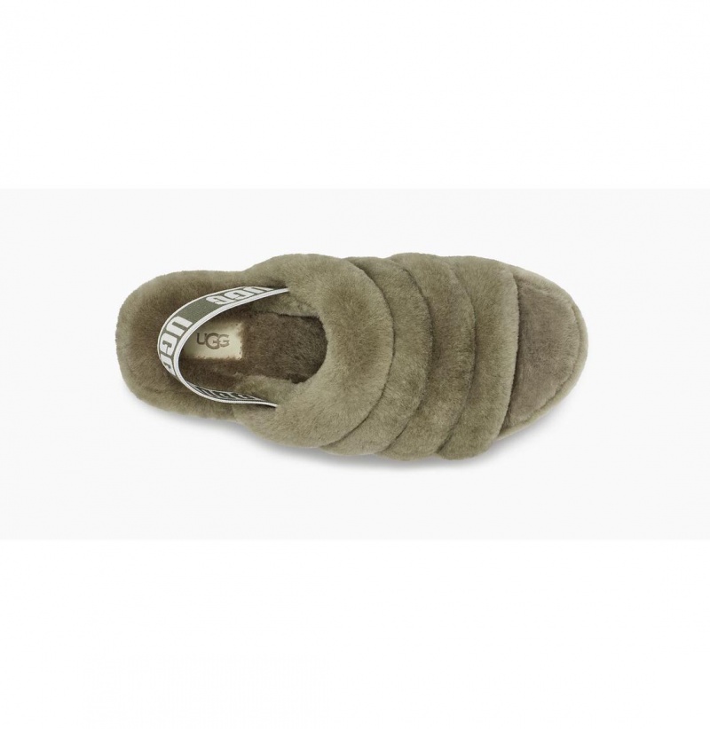 UGG Fluff Yeah Slapky Papuce Damske Olivovo Zelená Béžové | SK-846KEWIFP