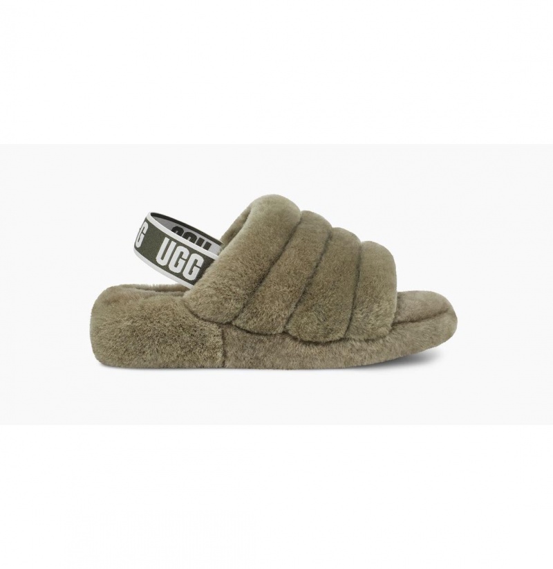 UGG Fluff Yeah Slapky Papuce Damske Olivovo Zelená Béžové | SK-846KEWIFP